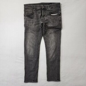 G Star Raw Slim Jeans Mens 32x30 Gray Fade 3301 Stretch Grunge Skate Button Fly